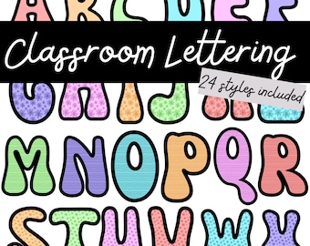 Classroom Lettering | Bulletin Board Lettering Set | Elementary Classroom Decor | Classroom Display | Rainbow Pastel Classroom