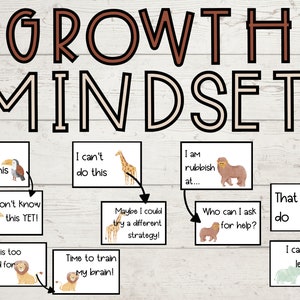 Wachstum Mindset Display | Positive Einstellung | Klassenzimmer Display | Klassenzimmer Dekor | Neutrales Klassenzimmer | Dschungel Klassenzimmer