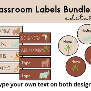 Classroom Labels EDITABLE | Student Labels | Tray Labels | Classroom Organisation | Classroom Set Up | Neutral Classroom | Animal Classroom
