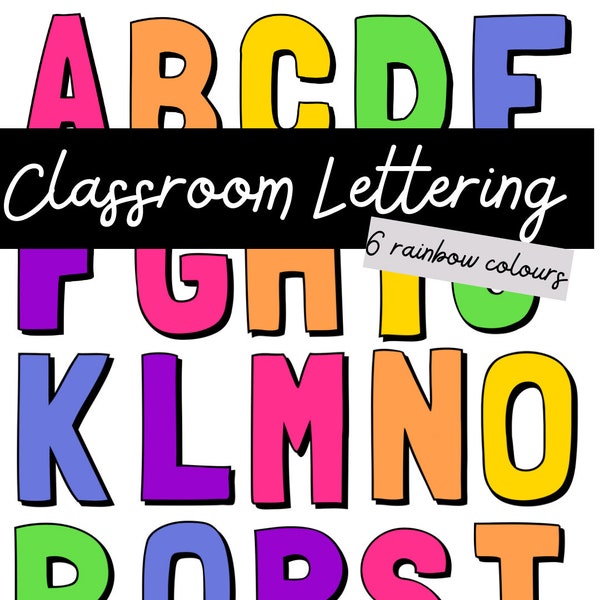 Bulletin Board Letters | Rainbow Classroom Decor | Classroom Display Lettering Pack | Elementary Classroom Decor | Classroom Headers