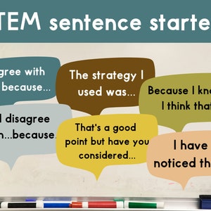 STEM Sentence Stems | Classroom sentence starters | Classroom talk posters | Classroom decor | pastel classroom