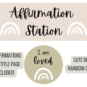 POSITIVE AFFIRMATIONS | affirmation station | classroom decor | boho classroom | bulletin board bundle