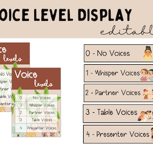 Voice Level Display | Noise Level Monitor | Classroom Management | Neutral Classroom Decor | Classroom Poster | Classroom Display