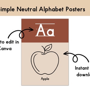 Classroom Alphabet Posters | Neutral Classroom | Simple Minimal Design | Classroom Poster | Classroom Decor | Elementary Classroom