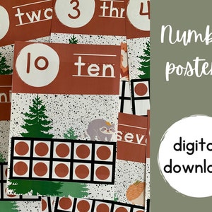 WOODLAND NUMBER POSTERS | Beautiful woodland-themed number posters, featuring tens frames and cute woodland animals