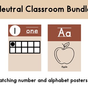 Neutal Classroom Bundle | Classroom Poster Bundle | Alphabet Posters | Number Posters | Classroom Decor | Calming Classroom Decor