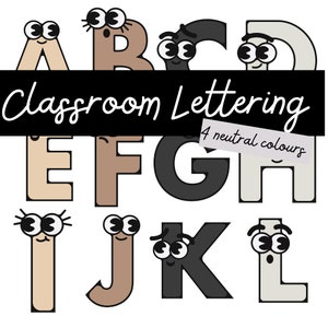 Bulletin Board Letters | Boho Classroom Decor | Neutral Classroom Display Lettering Pack | Elementary Classroom Decor | Classroom Headers