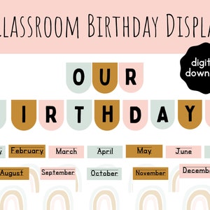 Classroom Birthday Display | Classroom decor | boho classroom | rainbow classroom