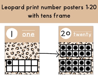 Leopard Number Posters | Tens Frame Posters | Early Number Posters | Classroom Decor | Neutral Classroom