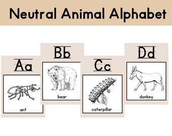 Animal Alphabet Posters | Neutral Classroom Decor | Calming Classroom | Early Years Classroom | Kindergarten