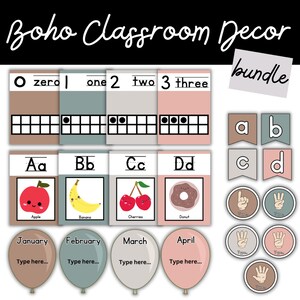 Classroom Decor BUNDLE | Boho Classroom Decor | Classroom Display | Bulletin Board | Classroom Lettering Set | Classroom Posters
