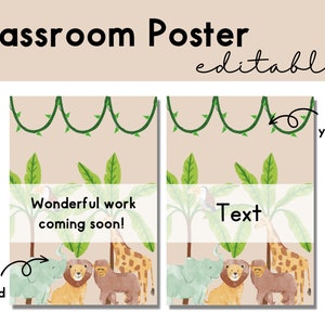 Classroom Poster | Neutral Classroom | Jungle Animal Classroom Decor | Classroom Set Up | Elementary Classroom | Classroom Bulletin Board