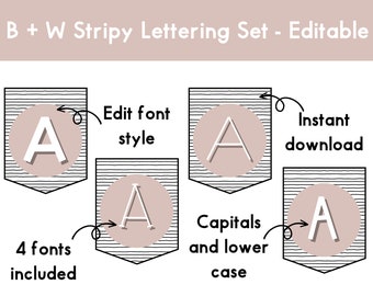 Bulletin Board Lettering | Stripy Lettering | Classroom Decor Elementary | Boho Classroom | Classroom Display | Bulletin Board Kit