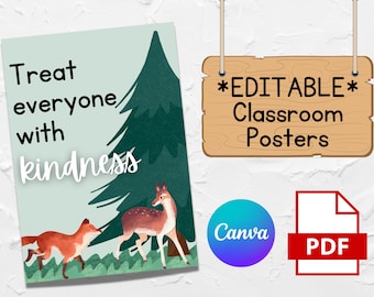 CLASSROOM POSTERS EDITABLE | classroom decor | woodland decor | classroom rules