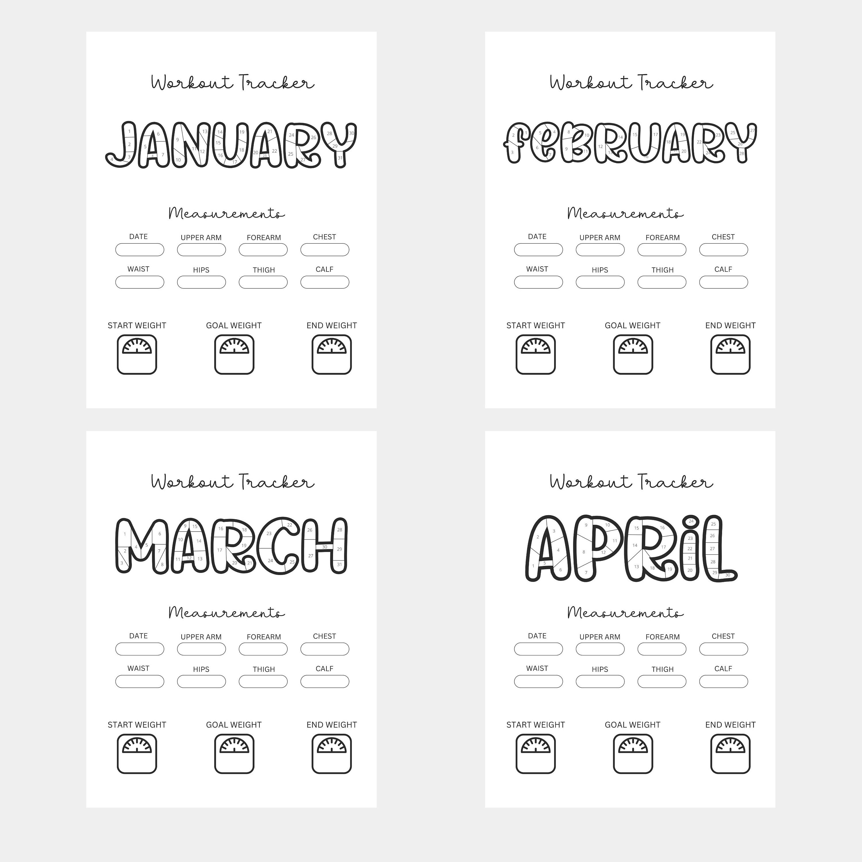 Printable Fitness Planner Workout Planner Bundle Fitness Journal Health ...