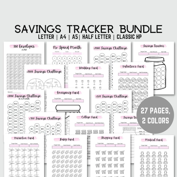 27 Page Printable Savings Challenge Bundle Money Savings - Etsy