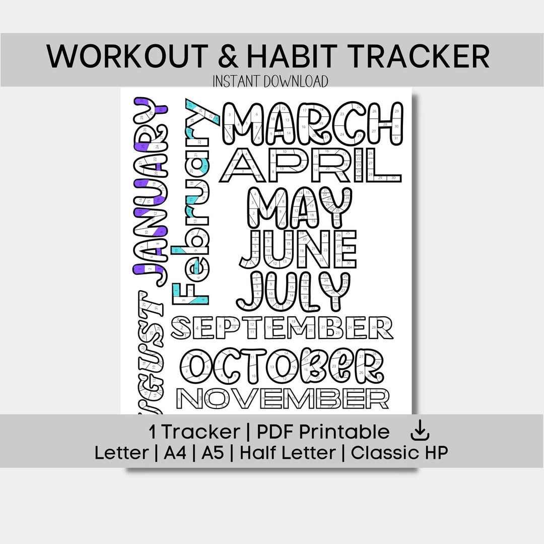 Printable Workout Tracker Habit Tracker Daily Fitness Planner Weight ...