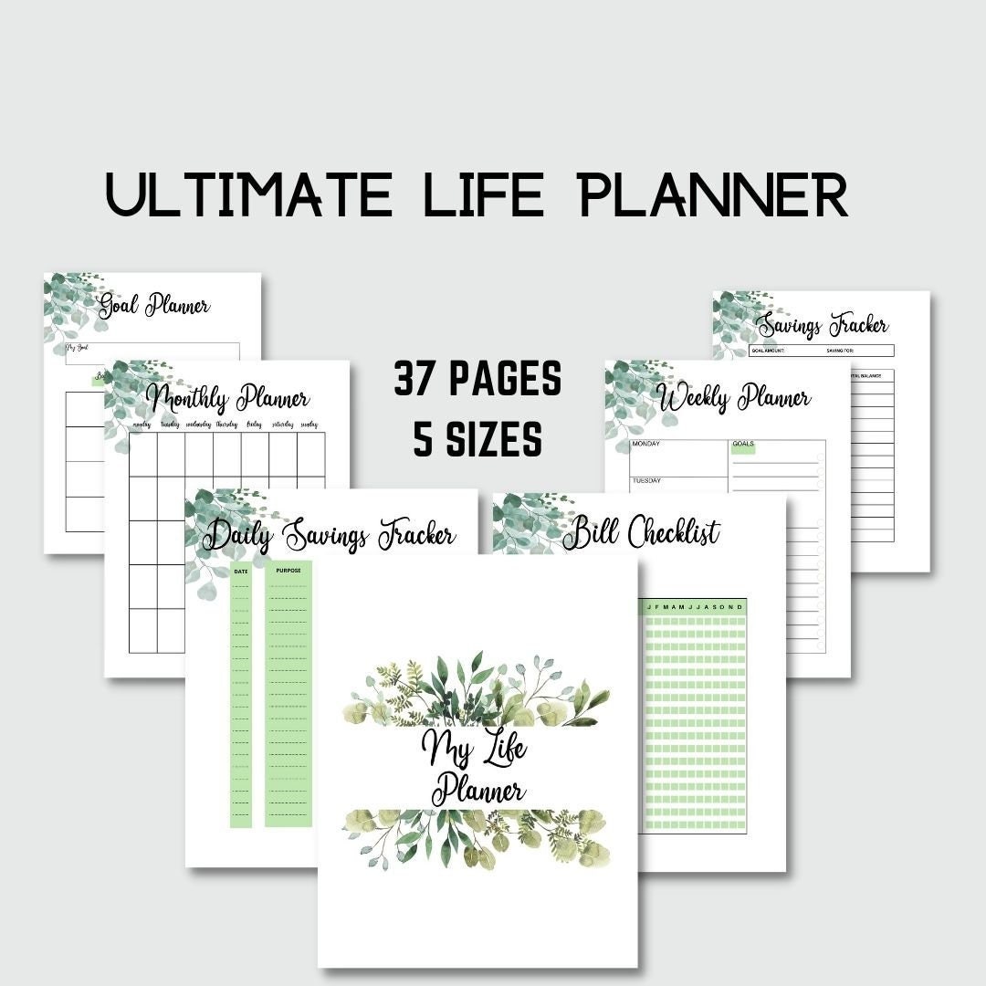 37 Page Printable Life Planner Binder Ultimate Life Bundle Etsy