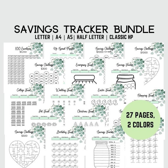 27 Page Printable Savings Challenge Bundle Money Savings | Etsy