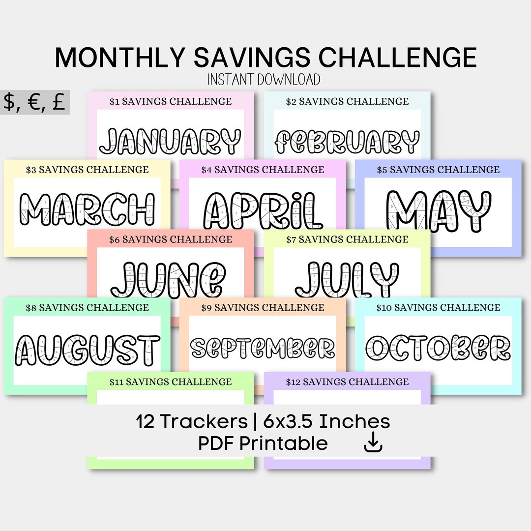 Printable A6 Savings Challenge Bundle Monthly Saving Cash Envelope ...