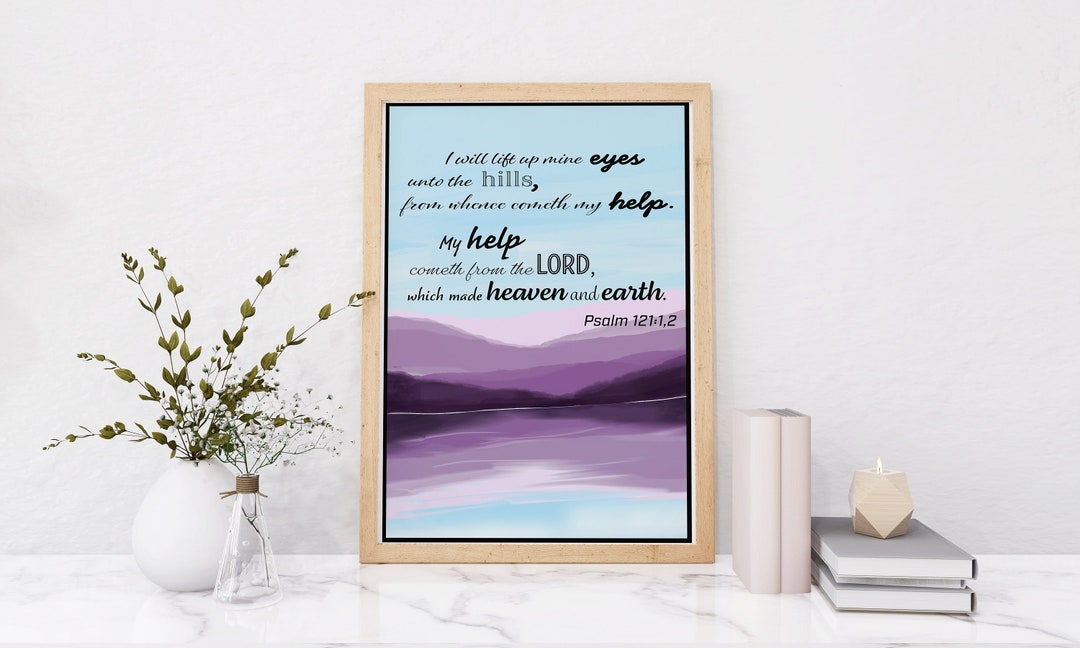 Large Christian Wall Art, Mountain Bible Verse Digital Art, I Will Lift