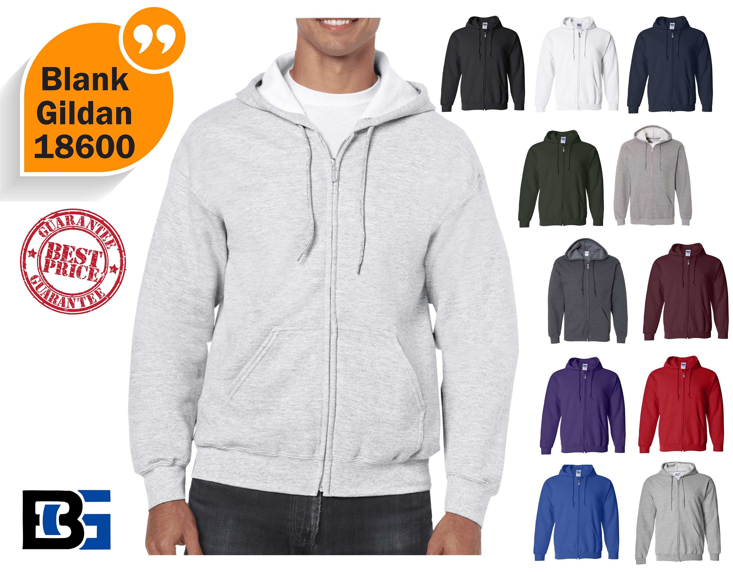 18600 Gildan Heavy Blend Full Zip Hooded Sweatshirt Blank - Etsy