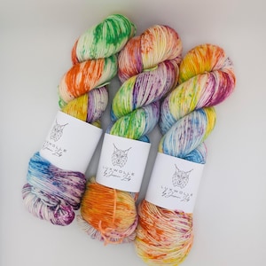 Rainbow, hand-dyed, wool, sock yarn, fingering, 4ply,