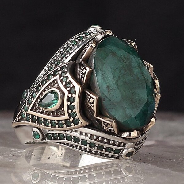 Raw Emerald Ring - Etsy