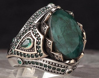 Mens Emerald Ring - Etsy UK