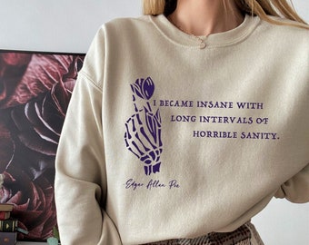 Edgar Allan Poe Sweatshirt Edgar Allan Poe Dark Academia Hoodie Dark Cottagecore Bookish Sweatshirt Goblincore Sweater Alt Clothing