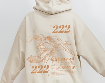Engelszahl Hoodie Engelszahlen Hoodie spiritueller Hoodie Engelszahl Shirt 222 Engelsgeschenk 222 Engelszahl Celestial Hoodie Mystisches Shirt