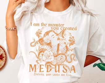 Camisa Medusa Mitología griega Medusa Camisa renacentista Diosa griega Ropa griega Mitología Camisa Academia oscura Ropa Serpiente Camisa