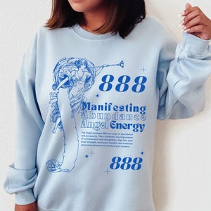 Felpa con numero angelico 888, maglietta con numero angelico, maglietta mistica con numeri angelici, maglietta celeste, maglietta con manifestazione, mentalità di crescita