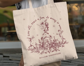 Shakespeare Poet Tote Bag Literature Tote Dark Academia Light Academia Bookish Tote Indie Tote Literary Gift Librarian Gift