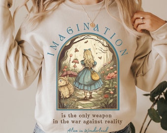 Alicia en el País de las Maravillas Suéter Libro Sudadera Bookish Sudadera Alicia en el País de las Maravillas Sudadera Literaria Lectura Sudadera Academia Oscura