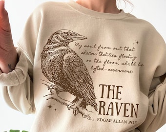 Poe Sweatshirt Raven Sweater Edgar Allan Poe Dark Academia Hoodie Dark Cottagecore Bookish Sweatshirt Goblincore Sweater Alt Clothing