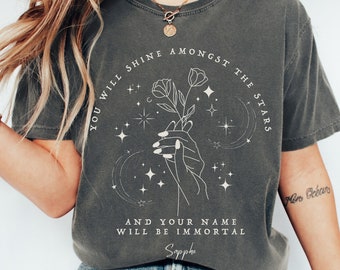 Camiseta de poeta Safo Ropa sáfica Camiseta sáfica Regalos sáficos Camiseta orgullo sutil Camiseta orgullo bisexual Lesbiana sutil Orgullo lésbico sutil