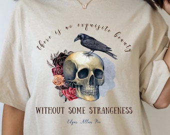 Edgar Allan Poe Cuervo Camisa Poeta Camisa Edgar Allen Poe Academia oscura Sociedad de poetas muertos Camisa literaria Regalo para amantes de los libros Amante de los libros