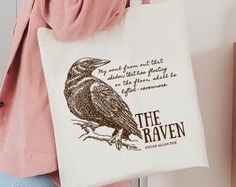 Edgar Allan Poe Raven Tote Poet Tote Dark Academia Tote Dead Poets Society Literary Tote Bookish Tote Bag Halloween Clothes