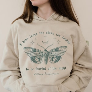 Shakespeare Luna Moth Hoodie Shakespeare Hoodie Poet Shirt Dark Academia Shakespeare Gifts Grunge Fairycore Insect Shirt Fairycore Shirt