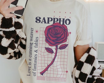 Camiseta de poeta Safo Ropa sáfica Camiseta sáfica Regalos sáficos Camiseta orgullo sutil Camiseta orgullo bisexual Lesbiana sutil Orgullo lésbico sutil