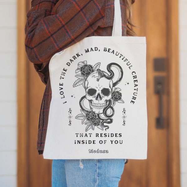 Medusa Tote Bag Greek Mythology Snake Tote Medusa Renaissance Tote Bookish Tote Dark Academia Light Academia Dark Academia Clothing