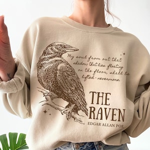 Poe Sweatshirt Raven Sweater Edgar Allan Poe Dark Academia Hoodie Dark Cottagecore Bookish Sweatshirt Goblincore Sweater Alt Clothing