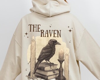 Felpa con cappuccio Edgar Allan Poe Raven, Edgar Allan Poe Bookish Things, Librariancore, L'attimo fuggente, Whimsigoth Clothing, One More Chapter, Crow Shirt
