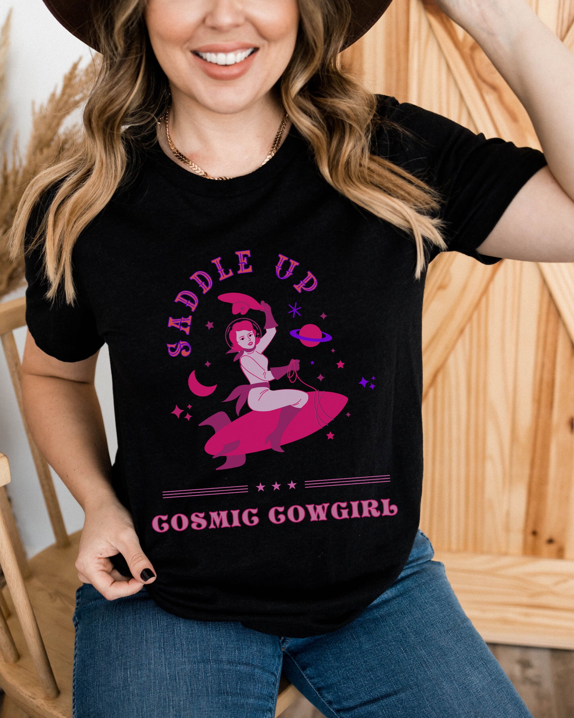 KID'S ROUND NECK T-SHIRT SPACE COWGIRL