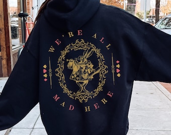 Felpa con cappuccio vintage Alice nel paese delle meraviglie Felpa con cappuccio Bookish Things Alice nel paese delle meraviglie Maglietta letteraria Maglietta da lettura Dark Academia