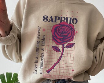 Maglione saffico Arte saffica Moda lesbica Regalo di nozze lesbico Antica mitologia greca Merchandising dell'orgoglio Addio al nubilato lesbico Orgoglio sottile