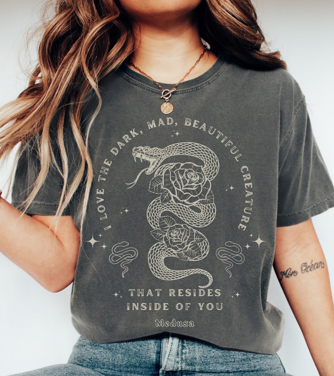 CRYSTAL MESH SHIRT WITH SILK CONTRAST MARK OF MEDUSA
