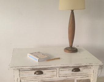 Shabby Chic French Inspiration Wooden Work Desk, Unique restored table desk, Solid desk with 2 drawers, 4-leg table