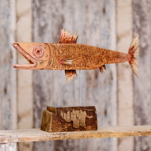 Handmade. Reclaimed Wood Art. Oceanic Art. Nautical Art. Fish Wood Carving. Gift for Sea Lovers. Gift for Fishermen.